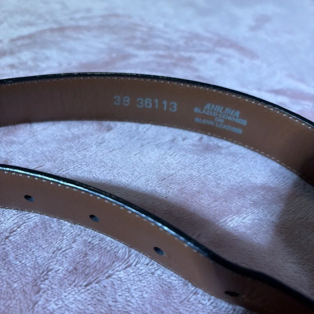 Brighton Men's Leather Belt Size 38 Genuine English Calf Solid Brass Buckle